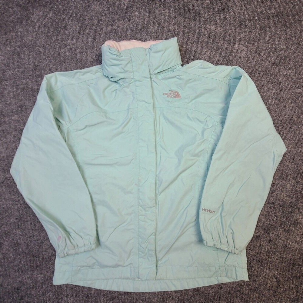 The North Face Hyvent Girls Jacket Medium 10-12 With Hood Blue 100% Nylon Shell